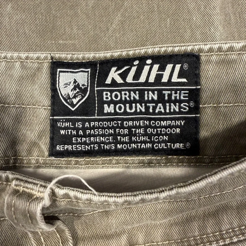 Kuhl Rydr Pants Mens 38x32 Khaki Brown Cotton Canvas Workwear Articulated Knee